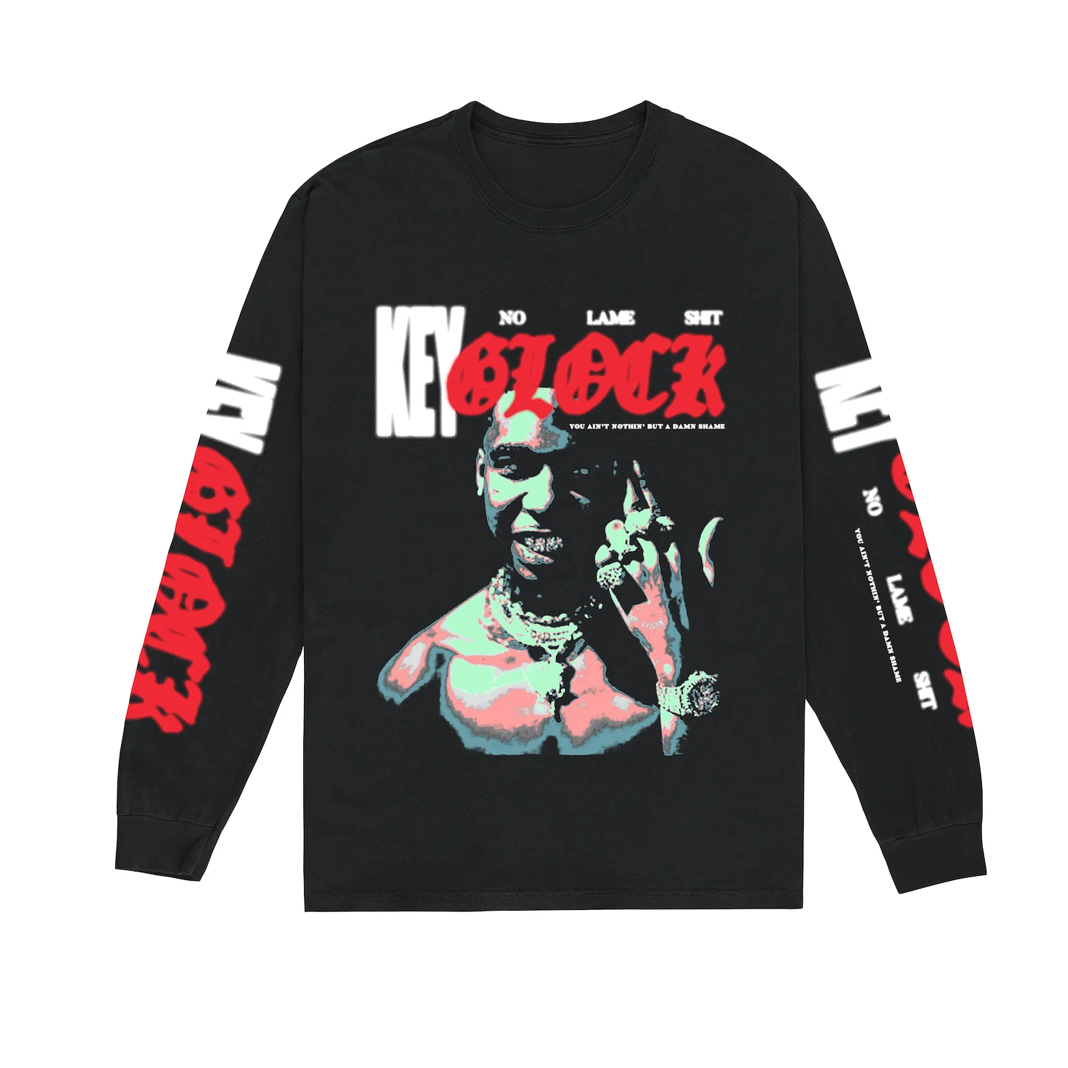 Key Glock - No Lame Shit - Cover Art Black Long Sleeve 3 Key Glock - No Lame Shit - Cover Art Black Long Sleeve