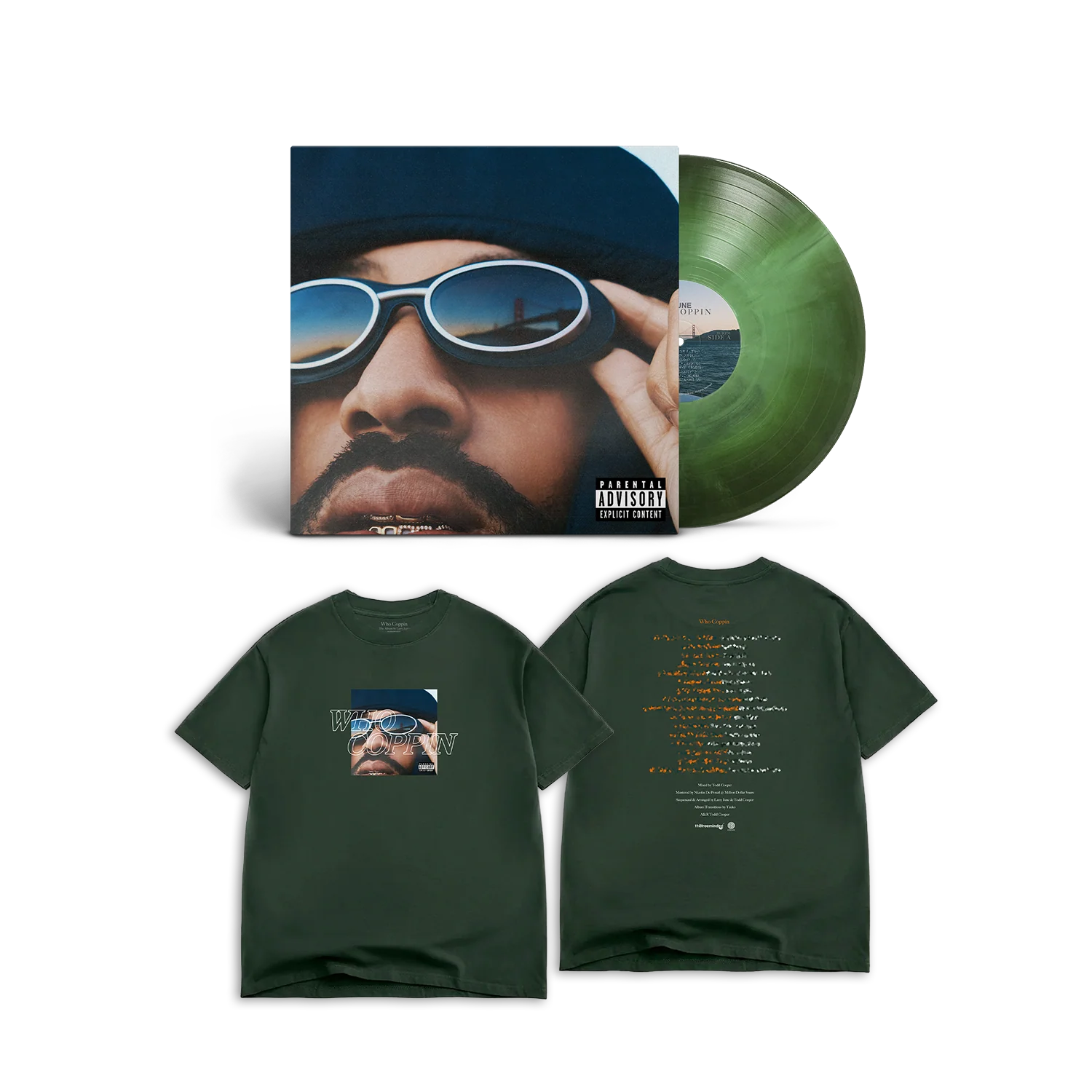 Who Coppin Vinyl & Album T-Shirt Fan Pack - Green Galaxy 1 Who Coppin Vinyl & Album T-Shirt Fan Pack - Green Galaxy